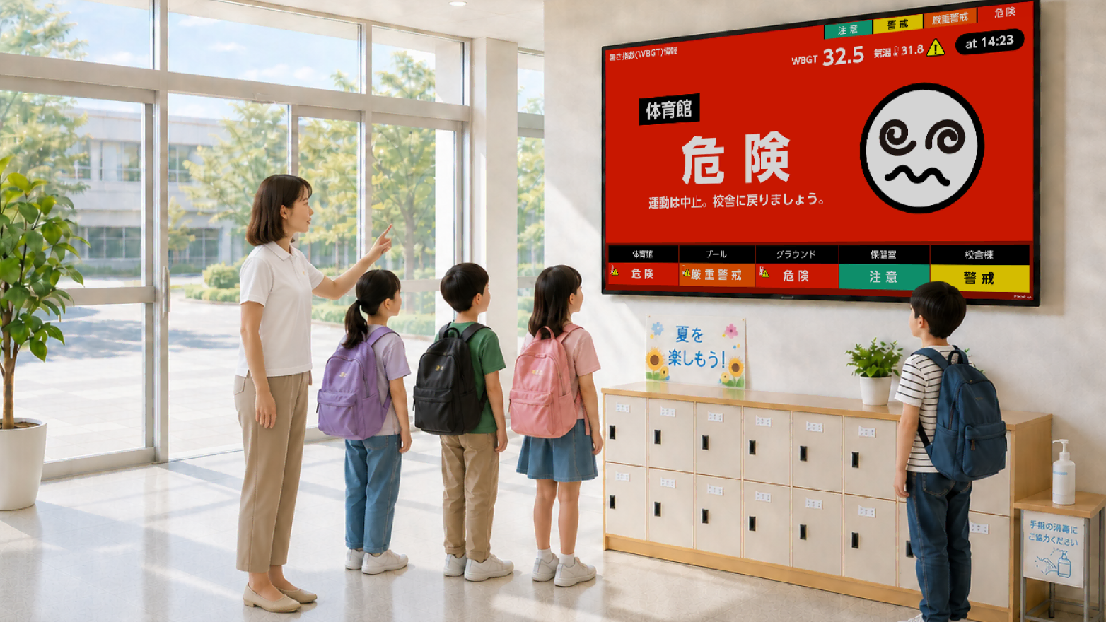 学校エントランスにも